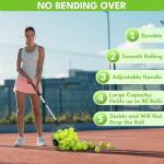 Netrix Tennis Balls Hoppers, 30-58" Golf Ball Retriever Telescopic Tennis Ball Picker Upper Machine for Up to 40 Tennis Balls, No Bending Over Quick Rolling Picker for 1.5"-3" Balls