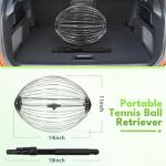 Netrix Tennis Balls Hoppers, 30-58" Golf Ball Retriever Telescopic Tennis Ball Picker Upper Machine for Up to 40 Tennis Balls, No Bending Over Quick Rolling Picker for 1.5"-3" Balls