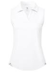 BGOWATU Women's Sleeveless Golf Polo Shirts Collared V Neck Tennis Tops Dry Fit UPF 50+ Workout Tank Lightweight White M