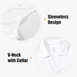 BGOWATU Women's Sleeveless Golf Polo Shirts Collared V Neck Tennis Tops Dry Fit UPF 50+ Workout Tank Lightweight White M