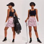 Ekouaer Skort Golf Skirts for Women Tennis Athletic Skirt Inner Shorts Pocket Floral Running Workout Sports Skorts,Pink Floral Large