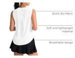 SANTINY Women's Sleeveless Workout Tops Breathable Lightweight Active Tennis Yoga Shirts Athletic Running Tank Tops for Women (White_M)