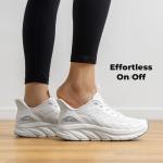 ALLSWIFIT Women's Slip On Walking Shoes Running Comfortable Tennis Breathable Non Slip Athletic Gym Workout Cross Training Fashion Sneakers,Size 8,White,SARR034W