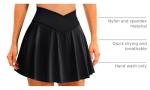 DLOODA Womens Tennis Skirt with Pockets Shorts Crossover High Waisted Athletic Skorts Skirts for Golf Running Workout (Black XL)