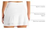 Stelle Women Tennis Skirt Athletic Skort High Waisted Golf Inner Shorts with Pockets Running Sports Pickleball(White,S)