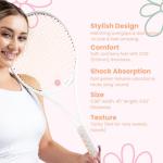 Strawberries and Cream Stylish Tennis Tape, Tacky Texture & Matching Dampener, 2 Overgrips & 1 Dampener Set for Tennis Racket, Tennis Tape Pink - Control, Comfort & Focus Anneliese Collection