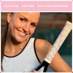 Strawberries and Cream Stylish Tennis Tape, Tacky Texture & Matching Dampener, 2 Overgrips & 1 Dampener Set for Tennis Racket, Tennis Tape Pink - Control, Comfort & Focus Anneliese Collection