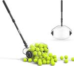 NEEWER Tennis Ball Hopper, 30-58"/77-148cm Telescopic Golf Ball Retriever Pickleball Picker Upper, Rolling Collector Basket Holder Roller for 1.5"-3" Balls, Training Accessories & Equipment, TB01S
