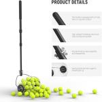 NEEWER Tennis Ball Hopper, 30-58"/77-148cm Telescopic Golf Ball Retriever Pickleball Picker Upper, Rolling Collector Basket Holder Roller for 1.5"-3" Balls, Training Accessories & Equipment, TB01S
