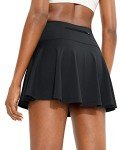 SANTINY Pleated Tennis Skirt for Women with 4 Pockets, High Waisted Athletic Golf Skorts Skirts for Running Casual (Black_M)