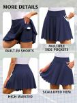 ATTRACO Tennis Skirt for Women with Pockets and Shorts Golf Skort Pickleball Skirt Blue