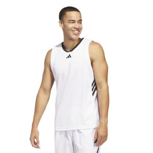 adidas Men's 3-Stripes Basketball Tank Top, White/Black, Large