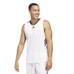 adidas Men's 3-Stripes Basketball Tank Top, White/Black, Large