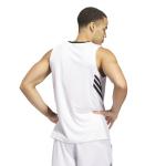adidas Men's 3-Stripes Basketball Tank Top, White/Black, Large