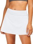 Stelle Women Tennis Golf Skirts High Waisted with Inner Shorts for Athletic Workout Sports Skorts Running Pickleball (WT, S) White