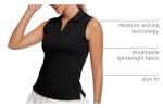 MathCat Women's Sleeveless Golf Shirts UPF 50+ Quickly Dry Tennis Polo Lightweight Sports Athletic Tank Tops Black