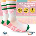 Super Fly Goods Performance Socks Men & Women Novelty Athletic Socks for Sports Golf Tennis Pickleball Yoga Unisex (Tennis Crew Pink)