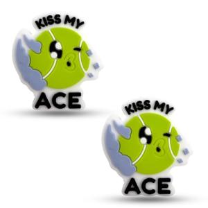 TRESSIS Tennis Racket Dampener - Cute Fun Kiss My Ace Design - 2-Pack - Vibration & Noise-Reducing Tennis Shock Absorber for Racquets - Secure, Easy-Install Accessories for Players of All Levels