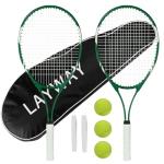Tennis Rackets 2 Players Recreational for Beginners,Pre-Strung 27 Inch Light Adult Racquet Set for Women Men with Tennis Balls,Overgrips and Carry Bag (Green)