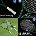 Tennis Rackets 2 Players Recreational for Beginners,Pre-Strung 27 Inch Light Adult Racquet Set for Women Men with Tennis Balls,Overgrips and Carry Bag (Green)