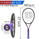 LUNNADE Adults Tennis Racket 27 Inch, Shockproof Carbon Fiber Tennis Racquet Light-Weight, Pre-Strung and Regrip, Suitable for Beginners to Intermediate Players