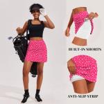 Ekouaer Skort Golf Skirts for Women Tennis Athletic Skirt Inner Shorts Pocket Floral Running Workout Sports Skorts,Hot Pink Print Medium