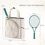 CCGTIOR 2-in-1 Tennis Tote Bag & Tennis Racket Backpack – Extra-Large Quilted Pickleball Racquet Bags, Water-Resistant & Lightweight for Men & Women (White)