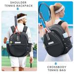 SPORJET Tennis Bag with Shoe Compartment, Tennis Backpack for 2 Rackets, Water-Resistant PU Leather Racket Bag for Women & Men, Sports Backpack for Tennis, Pickleball & Badminton Gifts