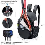 SPORJET Tennis Bag with Shoe Compartment, Tennis Backpack for 2 Rackets, Water-Resistant PU Leather Racket Bag for Women & Men, Sports Backpack for Tennis, Pickleball & Badminton Gifts