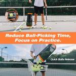 ZUKNC Lightweight Tennis Ball Hopper – Holds 50+ Tennis Balls or 40+ Pickleballs | Durable & Portable Adjustable Tennis Ball Picker | Great for Hard Court, Clay, Grass, Car Trunk (Orange)