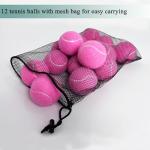 HPWFHPLF Tennis Balls, 12 Pack Advanced Training & Practice Tennis Balls for Beginners, Pet Dogs Playing Balls, Includes Mesh Carry Bag (Pink)
