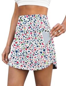 LouKeith Golf Skirts for Women Tennis Skirt with Zipper Pockets High Waisted Running Casual Athletic Skorts Built-in Shorts Boho Flowers M