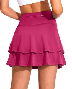 G Gradual Women's Pleated Tennis Skirts with 4 Pockets Athletic Golf Skorts for Workout Running (Rosy, Large)