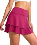 G Gradual Women's Pleated Tennis Skirts with 4 Pockets Athletic Golf Skorts for Workout Running (Rosy, Large)