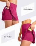 G Gradual Women's Pleated Tennis Skirts with 4 Pockets Athletic Golf Skorts for Workout Running (Rosy, Large)