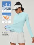 Heathyoga Womens Long Sleeve Workout Tops Golf Shirts for Woman UPF 50+ UV Sun Protection SPF Shirts Quarter Zip Pullover