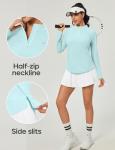 Heathyoga Womens Long Sleeve Workout Tops Golf Shirts for Woman UPF 50+ UV Sun Protection SPF Shirts Quarter Zip Pullover