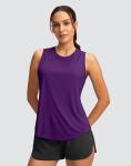 SANTINY Women's Sleeveless Workout Tops Lightweight Tennis Yoga Athletic Running Shirts Racerback Tank Tops for Women (Dark Purple_M)