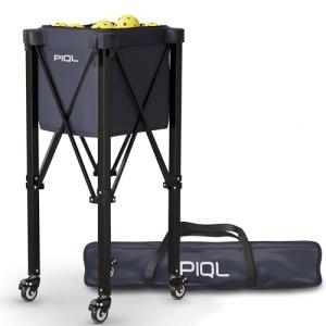 Navy Blue Pickleball Ball Caddy - Wheeled Cart, Storage Bag - 100 pickleball capacity - Tennis Ball Hopper