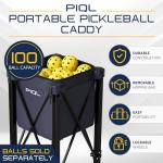 Navy Blue Pickleball Ball Caddy - Wheeled Cart, Storage Bag - 100 pickleball capacity - Tennis Ball Hopper