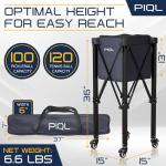 Navy Blue Pickleball Ball Caddy - Wheeled Cart, Storage Bag - 100 pickleball capacity - Tennis Ball Hopper