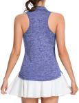 UPF 50+ Sleeveless Golf Shirts for Women with Collar - Moisture Wicking Tennis Top Athletic Polo Tank Tops for Golf, Tennis Blue