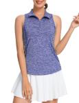 UPF 50+ Sleeveless Golf Shirts for Women with Collar - Moisture Wicking Tennis Top Athletic Polo Tank Tops for Golf, Tennis Blue