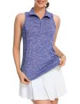 UPF 50+ Sleeveless Golf Shirts for Women with Collar - Moisture Wicking Tennis Top Athletic Polo Tank Tops for Golf, Tennis Blue