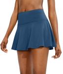 SANTINY Pleated Tennis Skirt for Women with 4 Pockets Women's High Waisted Athletic Golf Skorts Skirts for Running Casual (Dark Blue_M)