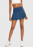 SANTINY Pleated Tennis Skirt for Women with 4 Pockets Women's High Waisted Athletic Golf Skorts Skirts for Running Casual (Dark Blue_M)