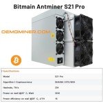 Bitmain Antminer S21 Pro 234T Bitcoin Miner
