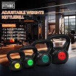 Fitvids Kettlebell Sets 4 Piece Strength Training KettleBells Weight Set 5lb, 10lb, 15lb, 20lb Kettle Bell