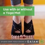 Gaiam Grippy Studio Yoga Socks for Extra Grip in Standard or Hot Yoga, Barre, Pilates, Ballet or at Home for Added Balance and Stability, Black, Small-Medium