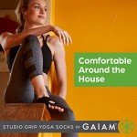 Gaiam Grippy Studio Yoga Socks for Extra Grip in Standard or Hot Yoga, Barre, Pilates, Ballet or at Home for Added Balance and Stability, Black, Small-Medium